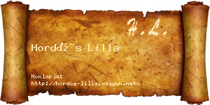 Hordós Lilla névjegykártya